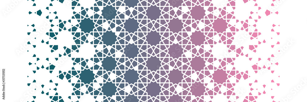 Gradient arabic border, islamic pattern. Geometric halftone texture ...