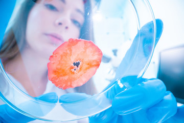 Canvas Print - Young woman in food quality control lab