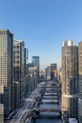 Wall Mural - Downtown Chicago – Skyscrapers Along Chicago River and Wacker Drive
