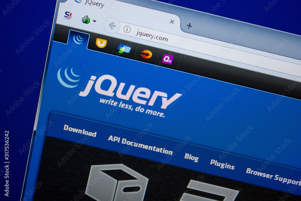 Ryazan, Russia - June 26, 2018: Homepage of jQuery website on the ...