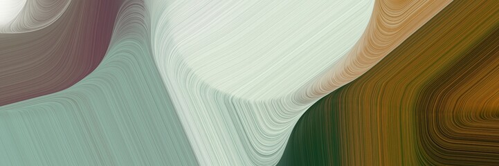Poster - card background graphic with modern soft curvy waves background illustration with ash gray, chocolate and very dark green color