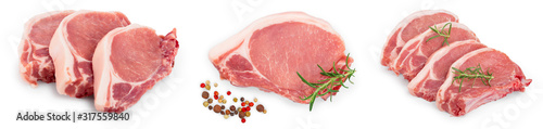 Fotografía sliced raw pork meat isolated on white background