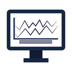 Sticker - computer with graphic chart icon, colorful design