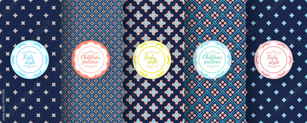 Kids colorful seamless pattern. Cute Baby design background. Stock ...