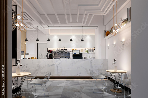 Cuadros en Lienzo 3d render of cafe and restaurant