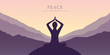 © krissikunterbunt - peace of mind meditation concept silhouette with mountain background vector illustration EPS10
