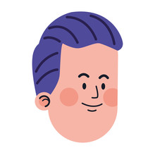 Cartoon Man With Purple Hair Icon