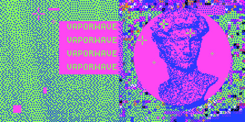 Aufkleber - Retro VHS background like in old video tape rewind or no signal TV screen with glitch camera effect. Vaporwave/ retrowave style vector illustration.