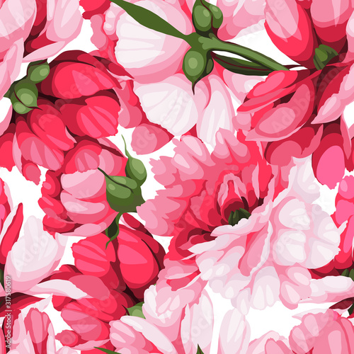 Seamless floral pattern with roses, watercolor. Vector illustration.