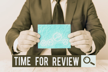 Wall Mural - text sign showing time for review. business photo text evaluation feedback moment perforanalysisce r