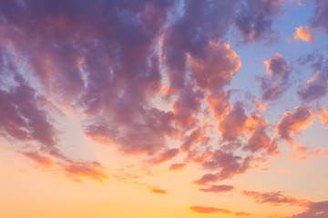 Wall Mural - Fantastic beautiful dramatic sunset sky with clouds. Free space. 