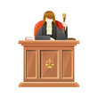 © Fand - Judge sitting behind the desk court holding wooden gavel