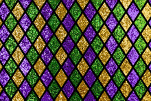 Shiny Green, Purple And Golden Pattern Background