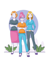 Sticker - happy women standing, colorful design