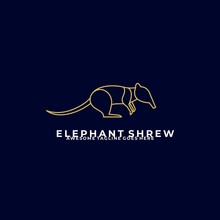 Vector Logo Illustration Elephant Shrew Jump Line Art