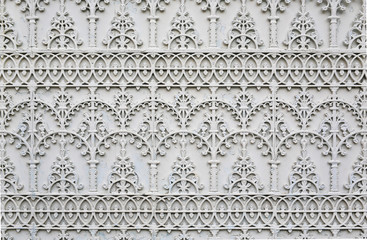 Wall Mural - White steel fence with thai style pattern.