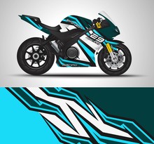 Racing Motorcycle Wrap Decal And Vinyl Sticker Design. Concept Graphic Abstract Background For Wrapping Vehicles, Motorsports, Sportbikes, Motocross, Supermoto And Livery. Vector Illustration.