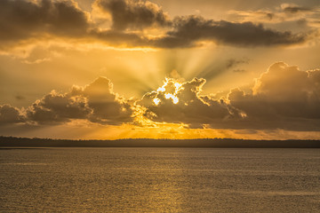 Wall Mural - A golden sunrise over Hervey Bay 