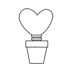 Canvas Print - light bulb in shape heart in pot plant