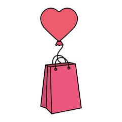 Wall Mural - balloon helium in heart shape with bag shopping