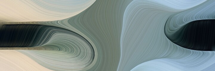 Aufkleber - modern horizontal banner with light slate gray, pastel gray and very dark green colors. dynamic curved lines with fluid flowing waves and curves