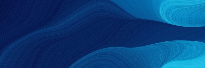 Poster - artistic horizontal header with midnight blue, light sea green and strong blue colors. dynamic curved lines with fluid flowing waves and curves