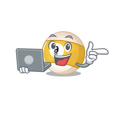 Poster - Smart character of billiard ball working with laptop