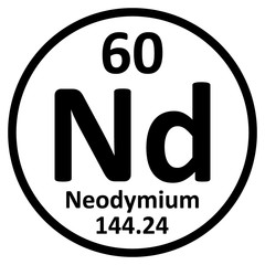 Wall Mural - Periodic table element neodymium icon.