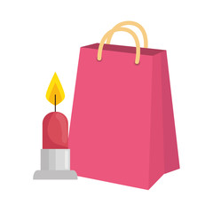 Canvas Print - candle light with bag shopping isolated icon