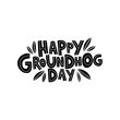© Alena Koval - Hand drawn celebration text Happy Groundhog Day. Spring holiday lettering.