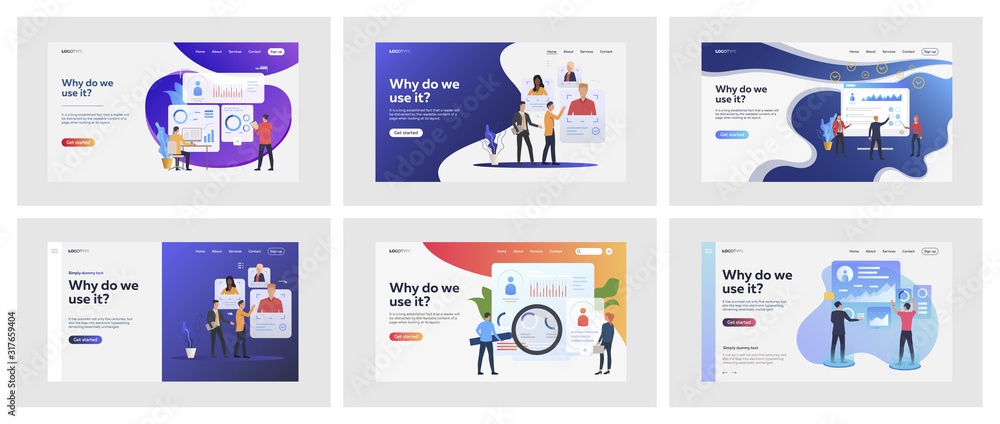 Set of business people validating personnel. Flat vector illustrations of busy men and women assessing coworkers. Business and corporate world concept for banner, website design or landing web page - obrazy, fototapety, plakaty 