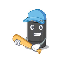 Sticker - Sporty oil filter cartoon character design with baseball