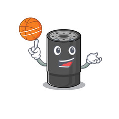 Sticker - A mascot picture of oil filter cartoon character playing basketball