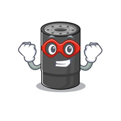 Sticker - Smiley mascot of oil filter dressed as a Super hero