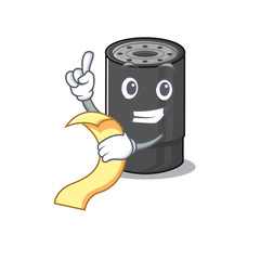 Wall Mural - A funny cartoon character of oil filter with a menu