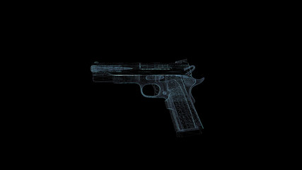 Pistol Gun Hologram Wireframe. Nice 3D Render on a black background