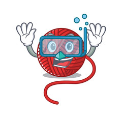 Sticker - cartoon character of red wool yarn wearing Diving glasses