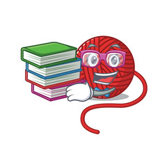 Poster - Cool and clever Student red wool yarn mascot cartoon with book