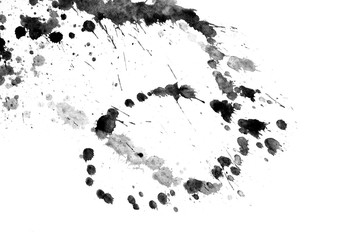 Wall Mural - japan black ink style splatter stroke paint brush paint paper texture isolated on white background.