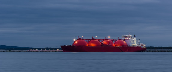 Wall Mural - LNG TANKER AND PILOT BOAT - A beautiful ship at the gas terminal