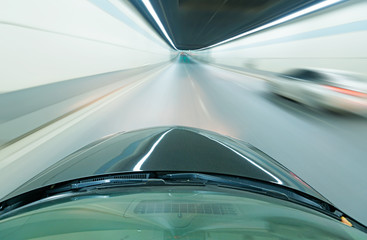 car on the road with motion blur background