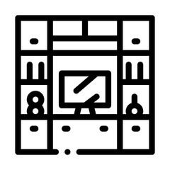 Sticker - Workplace with Computer Icon Vector. Outline Workplace with Computer Sign. Isolated Contour Symbol Illustration