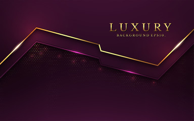 modern luxury Purple background vector overlap layer on dark and shadow black space with abstract for design. graphic illustration Texture with line golden Sparkles glitters dots element decoration.