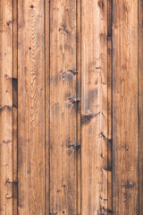 Wall Mural - Brown vintage vertical natural wood planks. Modern trendy texture background