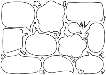 hand drawn background Set of cute speech bubble in doodle style 