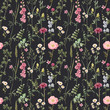 © zenina - Beautiful vector floral summer seamless pattern with watercolor hand drawn field wild flowers. Stock illustration.