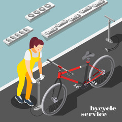 Wall Mural - Bicycle Service Isometric Background