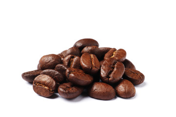 Wall Mural - Coffee beans isolated on a white background.