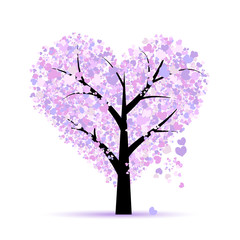 Wall Mural - Love tree. Valentines day card for your design