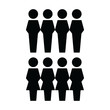 Group icon vector male and female people symbol avatar for business management persons in flat color glyph pictogram illustration